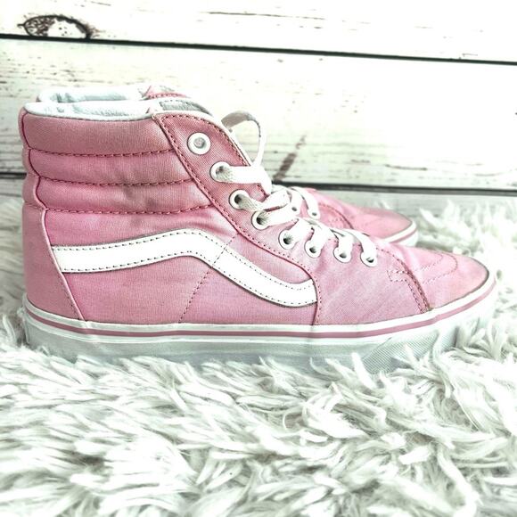 Vans Sk8 Hi Pink and White Canvas High-Top Sneakers Unisex 8 Men - 9.5 Women - Picture 3 of 15